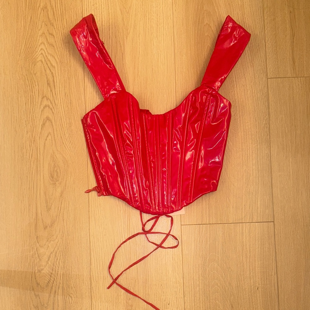 Red Patent Leather Corset Top